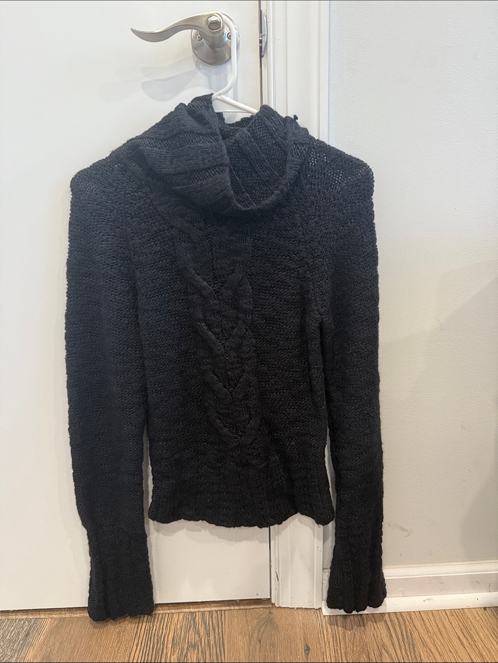 Guess Black Cable-Knit Cowl Neck Sweater